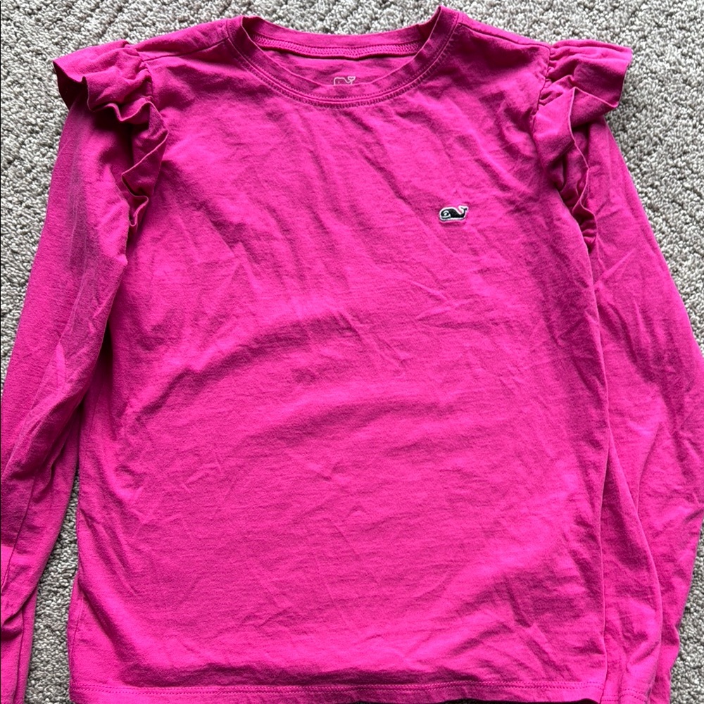 Vibrant Pink Kids Shirt with Ruffle Sleeves